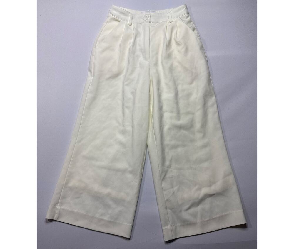 WEWOREWHAT Women's‎ Lined Cream Pleated Crop Dress Pants - Size 00 (23x22)